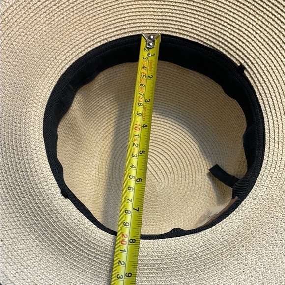 NEW Furtalk Cream Straw Hat Cream Bow Adjustable Sz Detachable Chin Strap Paper - Picture 6 of 9